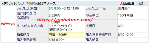 Sbi証券ipoチャレンジポイントで複数当選 ライトアップ 6580 爆益 Ipo初値予想 投資初心者でも勝てるipo投資